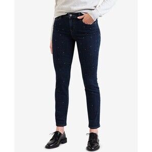 Levi’s Mid-Rise Skinny Going Out Glitz Studded Dark Wash Denim Jeans 12